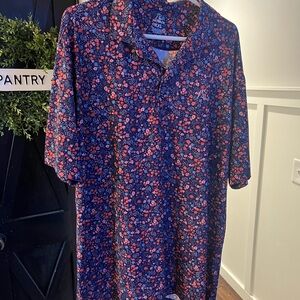 Rhoback Navy Floral Men's Polo
